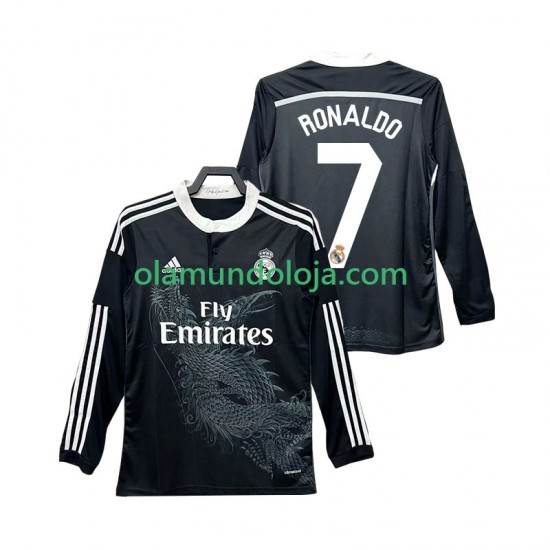 Camisola Real Madrid Cristiano Ronaldo 7 2014 2015 Retro Homem Equipamento Terceiro Manga Comprida